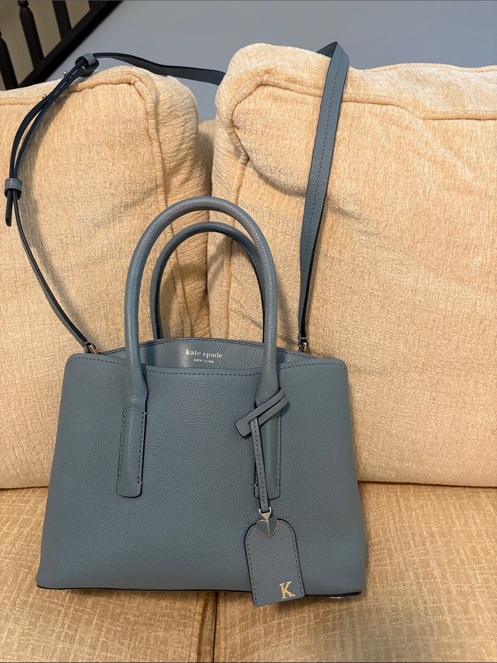 kate spade Pebbled Leather Satchel — Slate Blue
